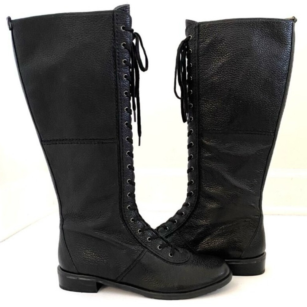 Stuart Weitzman Black Lace Up Boots